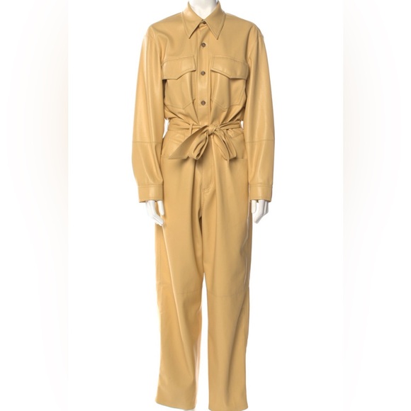 Nanushka Ashton Vegan Leather Jumpsuit, Margarine, EUC - Picture 3 of 14